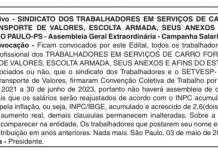 EDITAL EXPLICA REAJUSTE SALARIAL E TÍQUETE NO TRANSPORTE DE VALORES