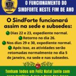 ATENÇÃO PARA O FUNCIONAMENTO DO SINDICATO NESTE FINAL DE ANO